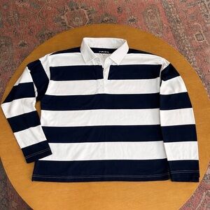 LOFT Navy and White Striped Long Sleeve Tee